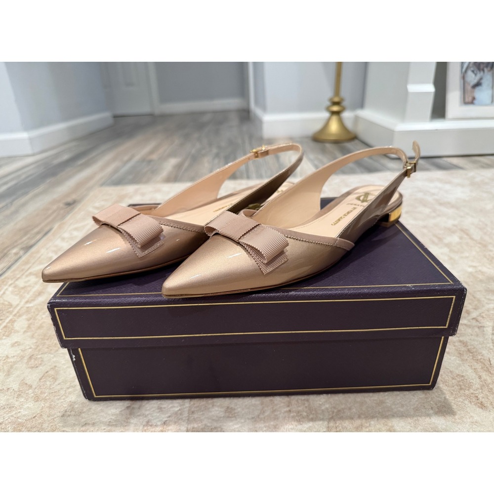 VC Signature Vince Camuto Festa Nude Patent Bow Slingback Flats 8.5 NIB